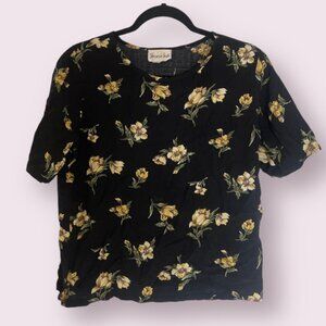 Vintage Floral Flower Hippie Hipster Artsy Chic Glam Artsy Art Blouse Tee Top